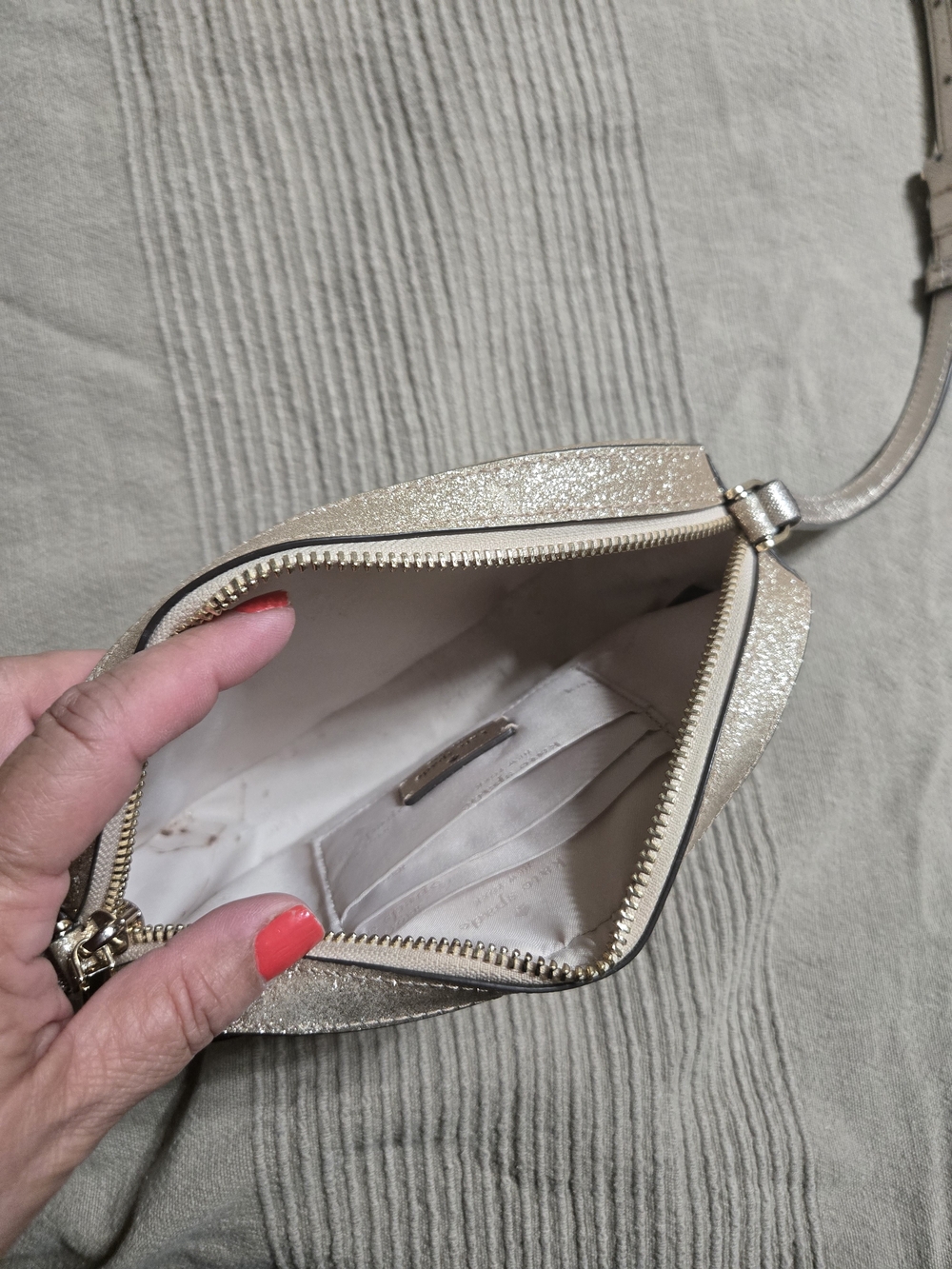 kate spade New York Glitter Crossbody Bag in Champagne - Picture 6 of 10